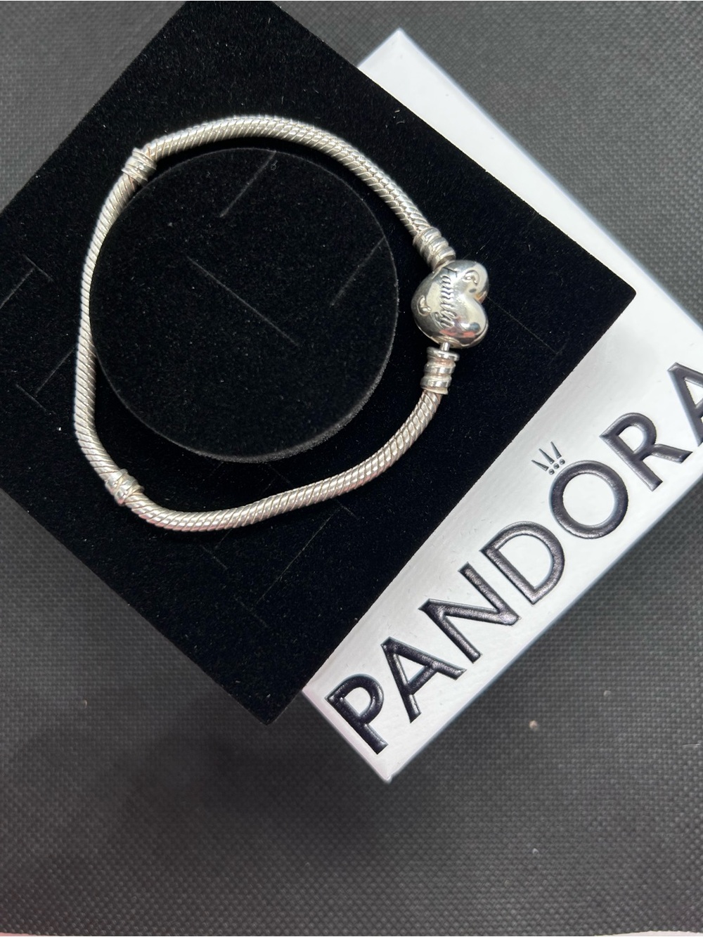 Pandora Family Tree Heart Clasp Snake Chain Bracelet 18cm / 7.1in w Box